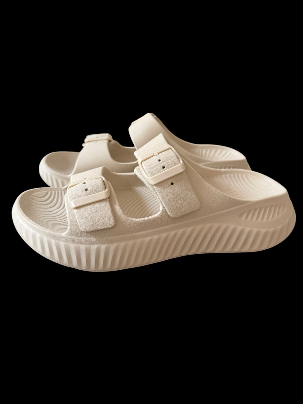 KuaiLu Women’s Sandals Comfortable Arch Support Adjustable Slides Buckle Size 10